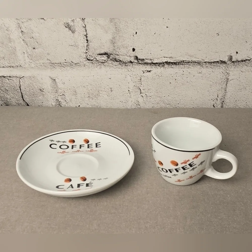 Vintage Café Coffee Cups & Saucers Set of 6 Multicolor Espresso Style - Picture 6 of 12